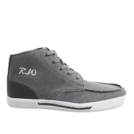 Szare eleganckie półbuty wysokie F10455