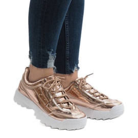 Szampańskie modne obuwie sportowe 82017 żółte