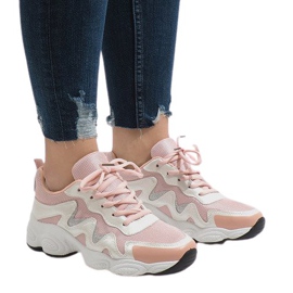 Różowe modne obuwie sportowe KB-153