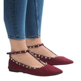 Bordowe balerinki 127-13 czerwone