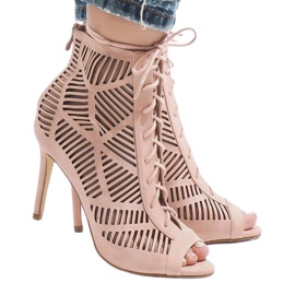 Różowe botki na szpilce 1610-225