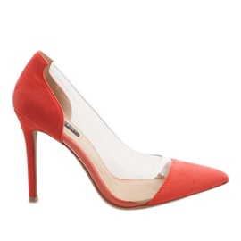 Pomarańczowe transparentne szpilki 5049-36