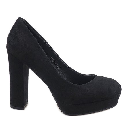 Czarne zamszowe czółenka na słupku 12225-2