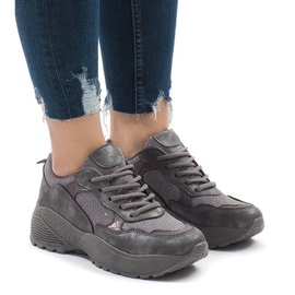 Szare obuwie sportowe sneakersy BY-080