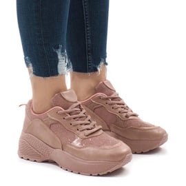 Różowe obuwie sportowe sneakersy BY-080