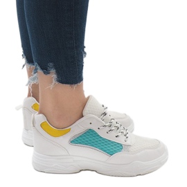 Wielokolorowe modne obuwie sportowe YM-31 L.GREEN białe zielone