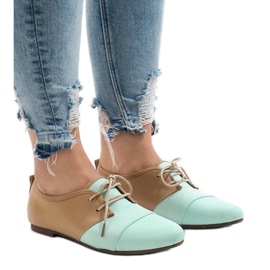 Miętowe ażurowe jazzówki półbuty Oxford 2 brązowe zielone