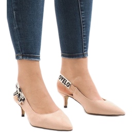 Różowe czółenka na szpilce HD-33