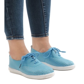 Czarne tenisówki ażurowe HR61116 niebieskie