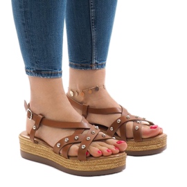 Camel sandały espadryle na platformie 314-2B brązowe