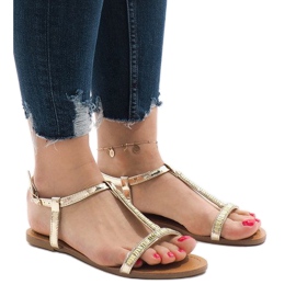 Złote sandały zdobione SY-644 złoty