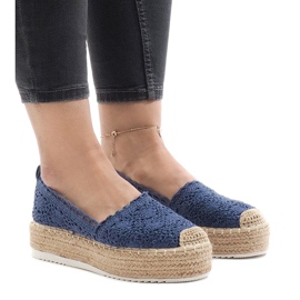 Niebieskie trampki espadryle na platformie 7801-P