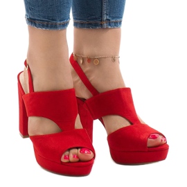 Czerwone sandały na słupku JS-8001