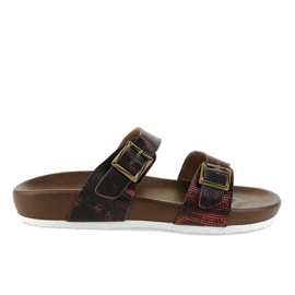 Czerwono-brązowe klapki z sprzączką GA735 czerwone