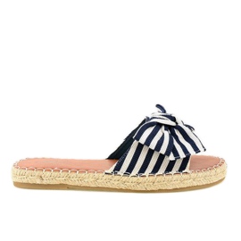 Granatowe klapki z kokardą Z-23 białe