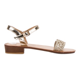 SHELOVET Plecione Sandały Na Obcasie żółte