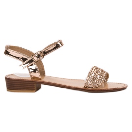 SHELOVET Plecione Sandały Na Obcasie żółte