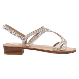 SHELOVET Sandały Na Obcasie szare