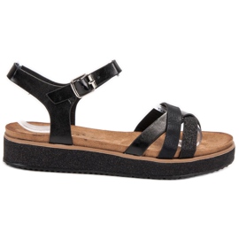 Bestelle Sandały Z Brokatową Podeszwą czarne