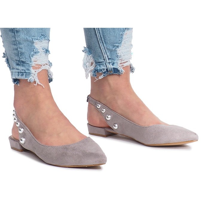 Szare balerinki z ćwiekami Marou