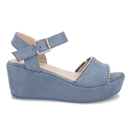 Niebieskie sandały na koturnie Laguna