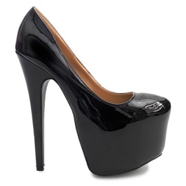 Wysokie Lakierowane Szpilki Na Platformie D905 Czarny czarne
