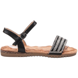 Emaks Sandały Z Cyrkoniami czarne