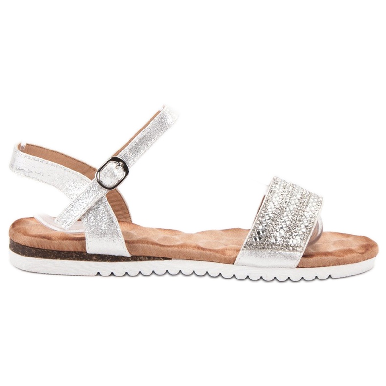 Emaks Sandały Z Cyrkoniami szare