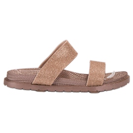 EXQUILY Modne Gumowe Klapki różowe