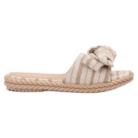 SHELOVET Klapki Z Kokardka brązowe