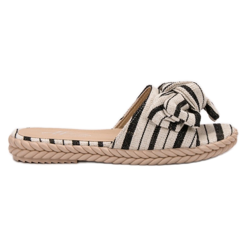 SHELOVET Klapki Z Kokardka białe