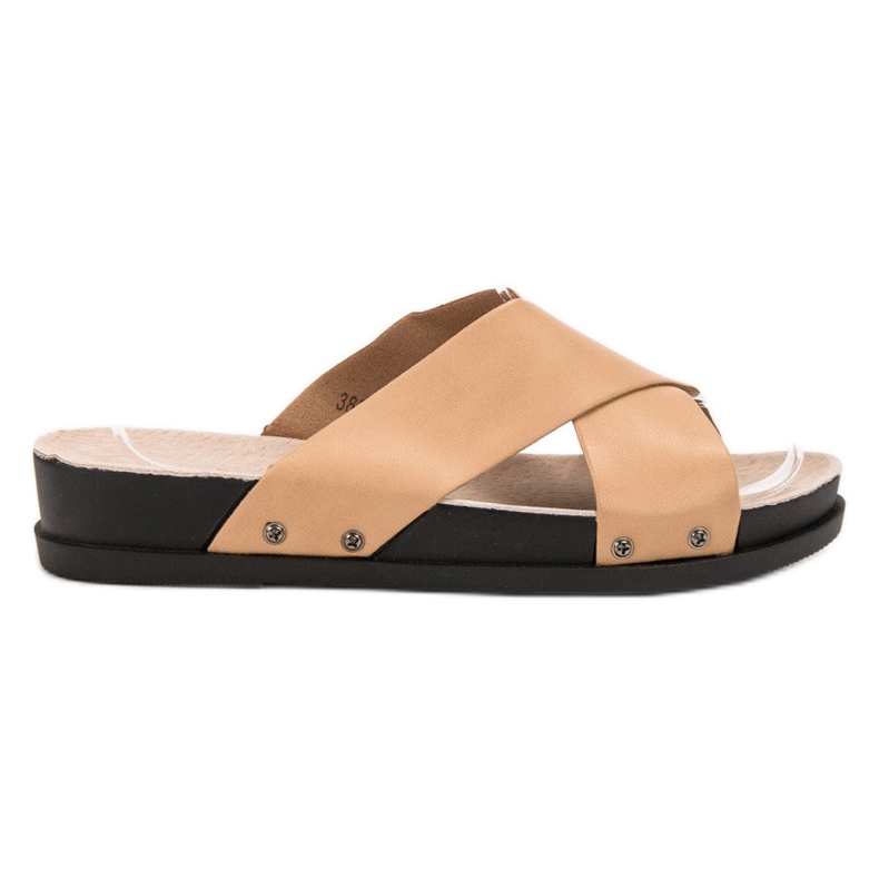 Clowse Beżowe Klapki beżowy