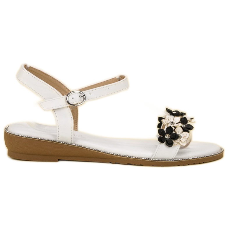 Forever Folie Sandałki Z Kwiatami białe