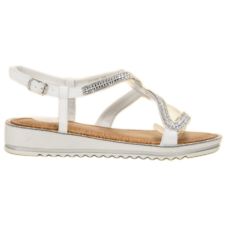 SHELOVET Sandałki Na Platformie białe