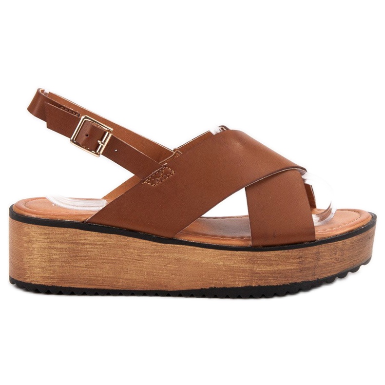 SHELOVET Sandały Na Platformie brązowe