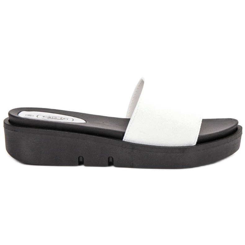 SHELOVET Klapki Na Koturnie białe