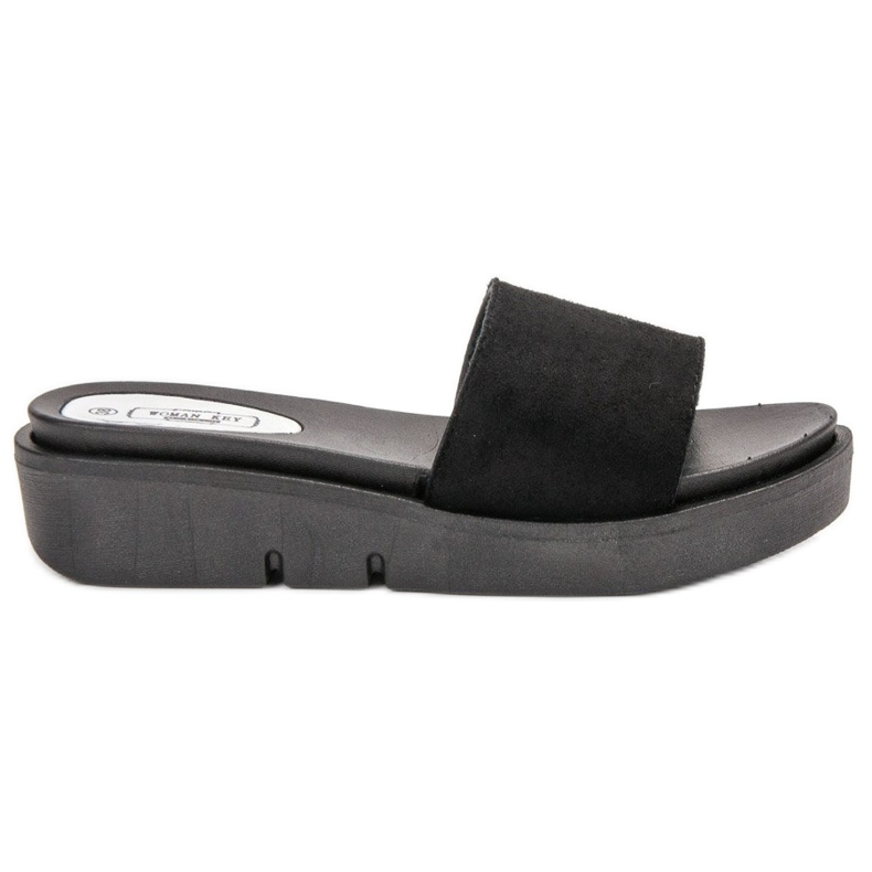 SHELOVET Klapki Na Koturnie czarne