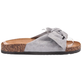 Super Me Modne Szare Klapki