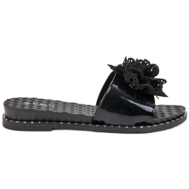 Kayla Czarne Gumowe Klapki