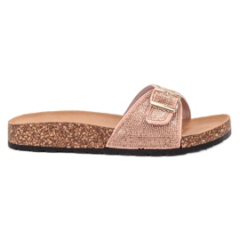 Marquiz Błyszczące Klapki Ze Sprzączką różowe