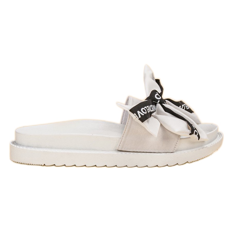 Jumex Klapki Z Kokardką Love białe
