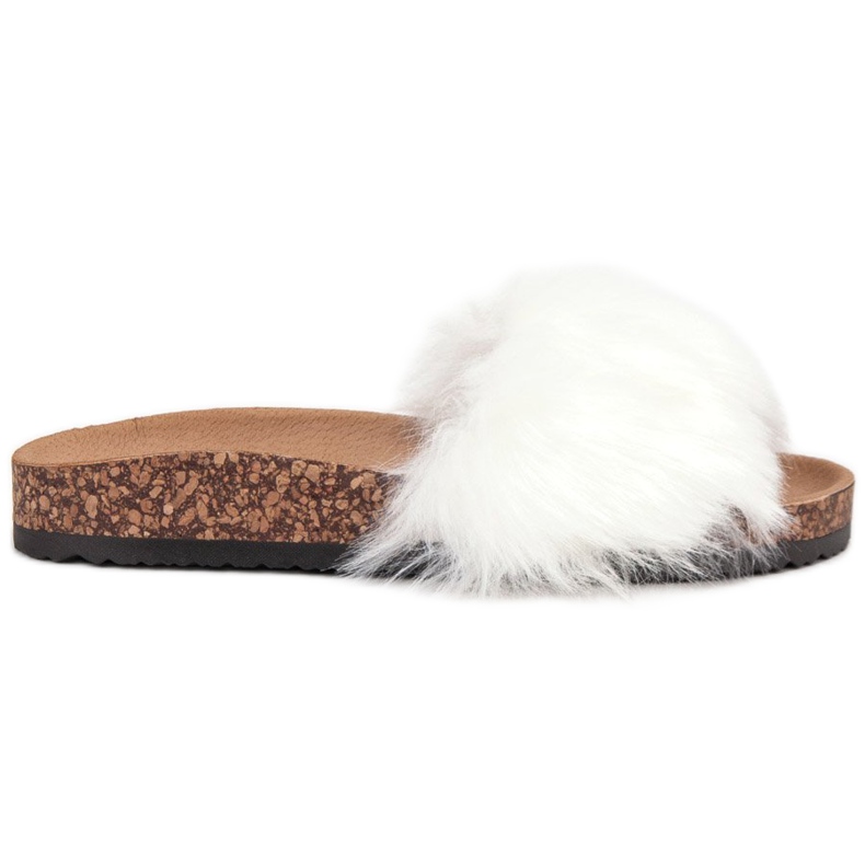 Bona Klapki Z Futerkiem białe