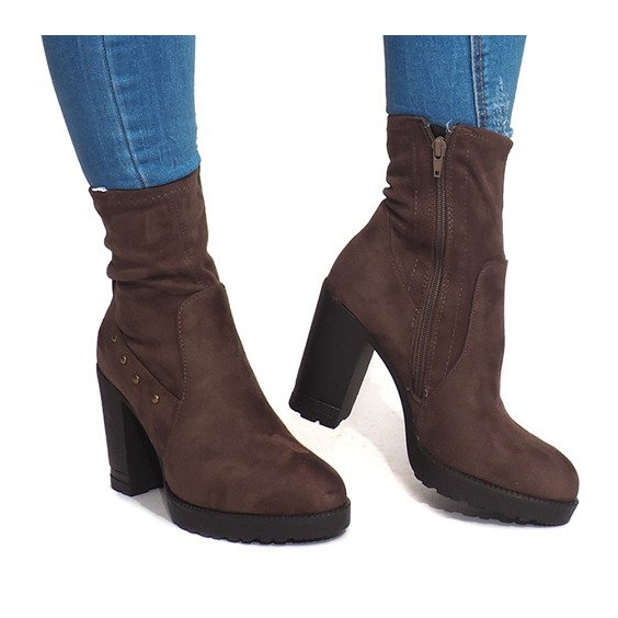 Zamszowe Botki BG-59 Taupe brązowe wielokolorowe