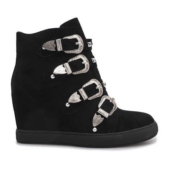 Czarne zamszowe sneakersy z klamrami Maya