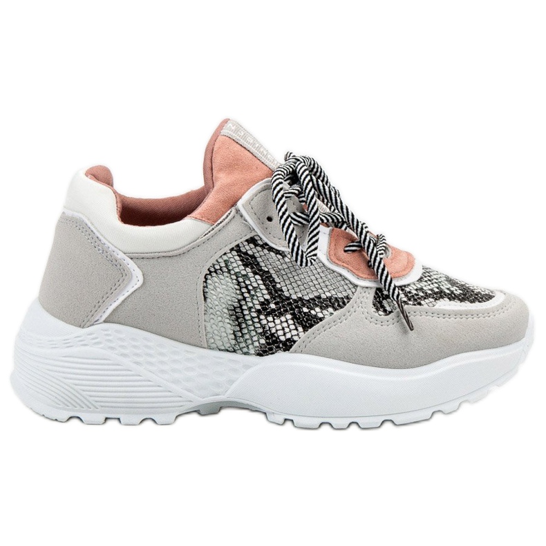 SHELOVET Modne Sneakersy Snake Print szare
