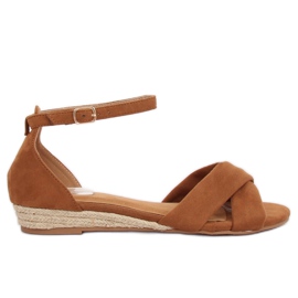Sandałki espadryle brązowe 9R121 Camel