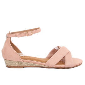 Sandałki espadryle różowe 9R121 Pink