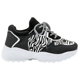 SHELOVET Modne Sneakersy Zebra Print białe czarne