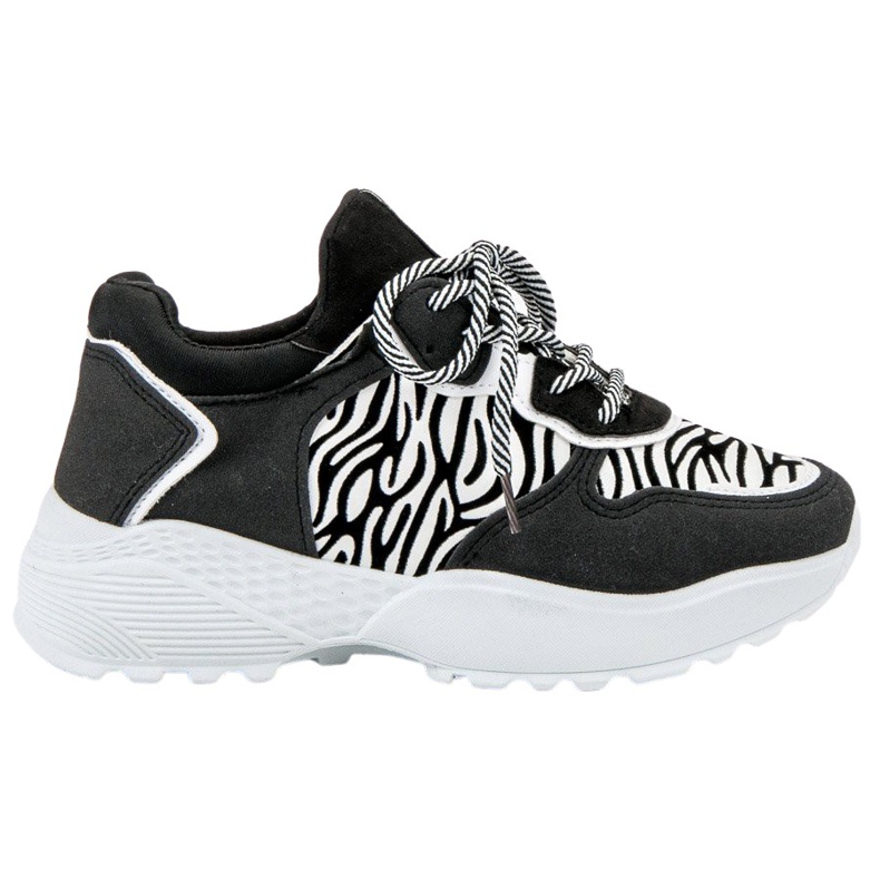 SHELOVET Modne Sneakersy Zebra Print białe czarne
