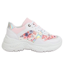 Buty sportowe w kwiaty białe 3002 WHITE/FLOWER Red
